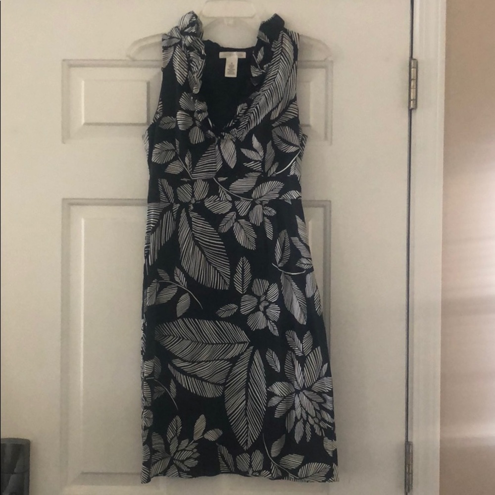 Black-White floral Short Dress